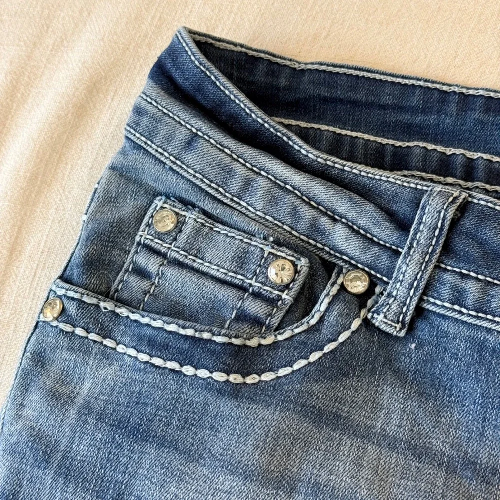 Telepatia Y2K McBling Bootcut Jeans 9/29 Rhinestone Embellished Pockets